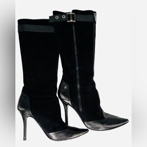 Ilasio Renzoni Women's Black Leather/Suede Point Toe Boots